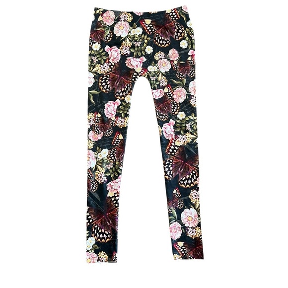 NWT Jessica Simpson Large/XL Black Bold Floral Print Leggings Loungewear Casual - Picture 2 of 5